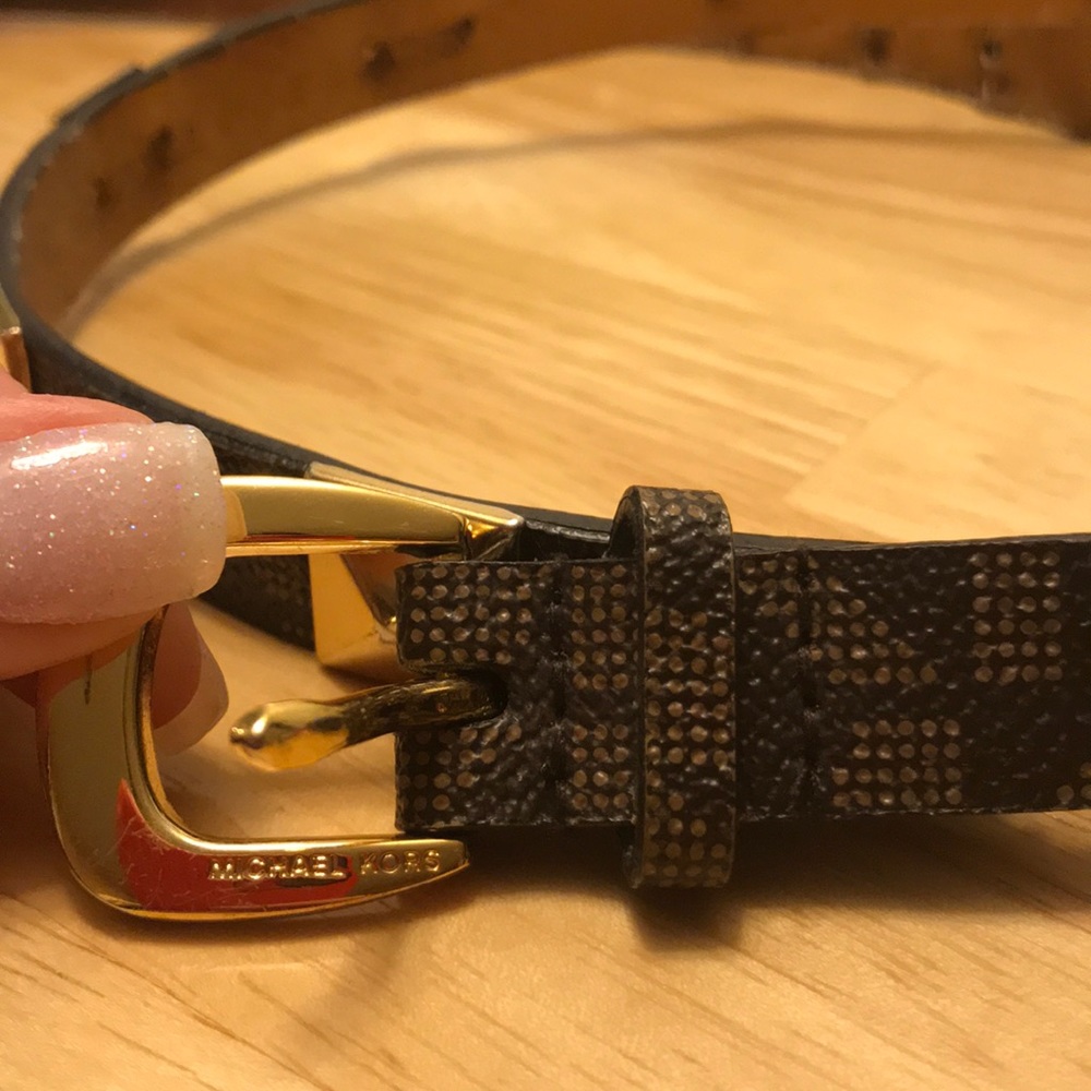MICHAEL by Michael Kors Gold & Brown Logo belt